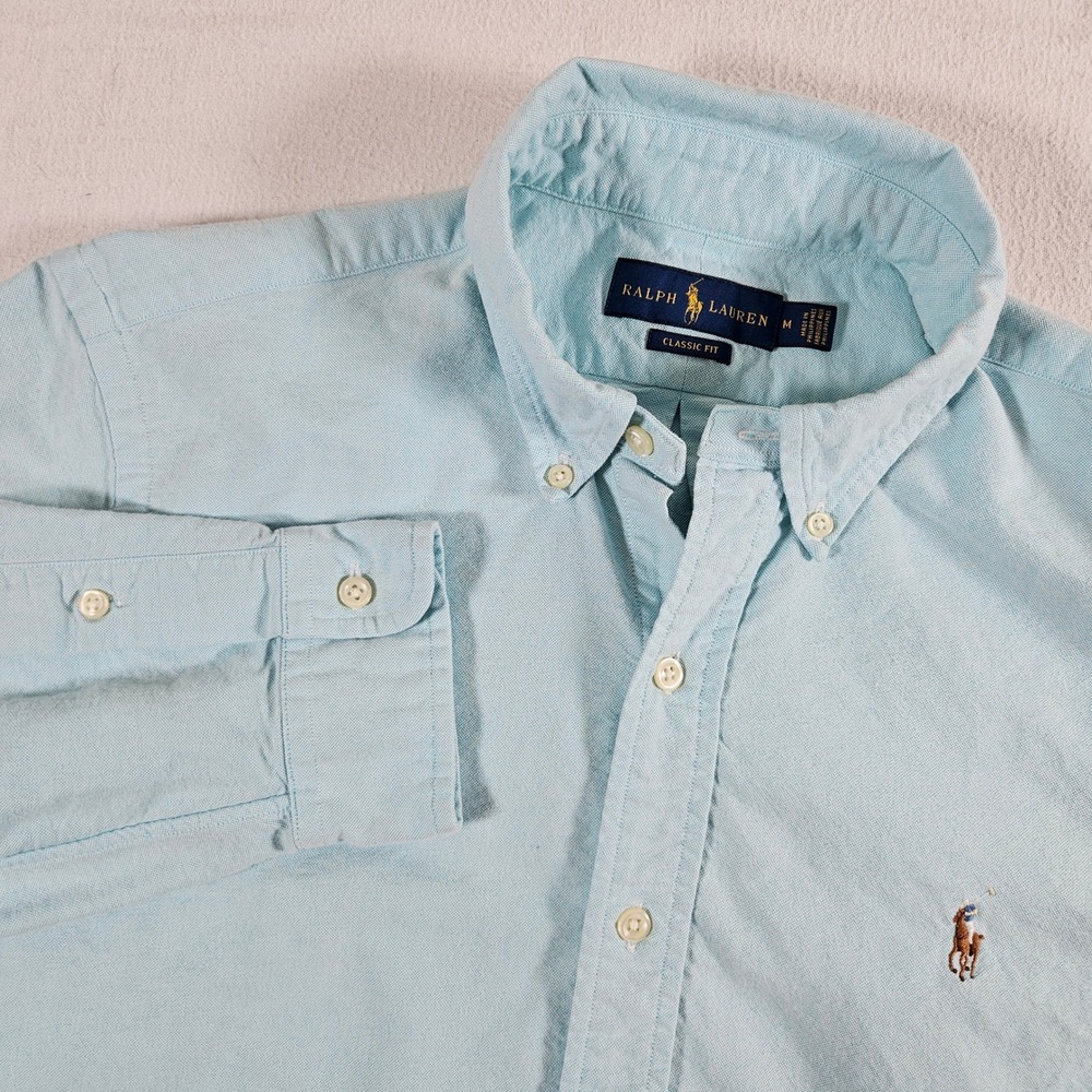 Ralph Lauren Oxford Shirt Mens Medium Light Blue Classic Fit Button Down Pony
